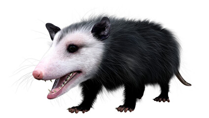 3D Rendering Opossum Animal on White