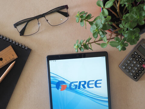 In This Photo Illustration, Gree Electric Appliances Inc. Logo Seen Displayed On A Tablet