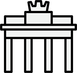 outline simplicity drawing of brandenburg landmark front elevation view.