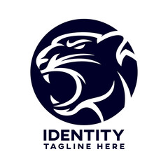 Modern royal panther in circle logo