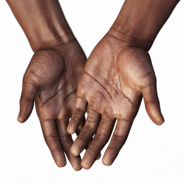 Hands of African with transparent background, png