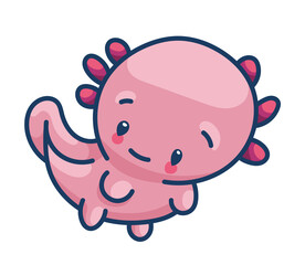 Naklejka premium Axolotl in kawaii style, cute cartoon character