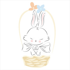 Easter bunny in a basket.