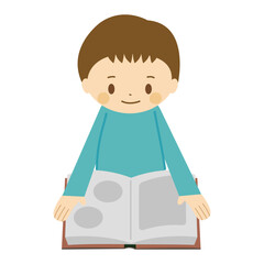読書する子ども_男の子_本を開く