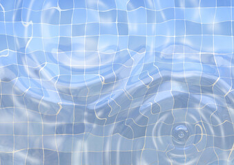 Swimming pool water background with caustic ripple and sunlight glare effect. Aquatic surface with waves backdrop.