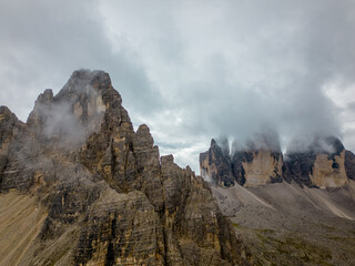 Tre Cime mountain in Dolomites Italy 