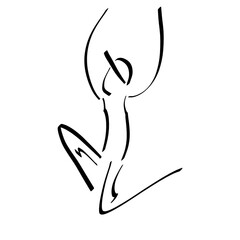 boy jumping high up, wearing shorts and a cap, abstract black logo