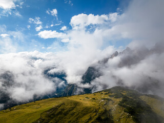 Above clouds in Dolomites