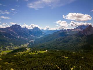 View from Tofana mountain in Dolomites Italy near Cortina