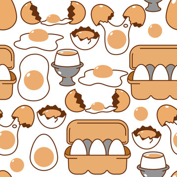 Eggs vector cartoon seamless pattern background for wallpaper, wrapping, packing, and backdrop.