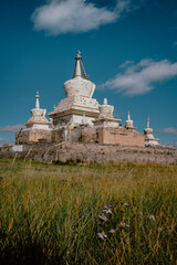 View on the golden stupa of Erdene Zuu Monastery in Kharkhorin, Mongolia