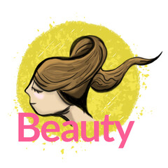 girl with long hair illustration. transparent image