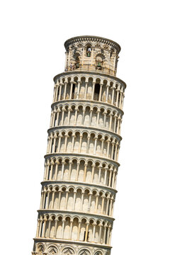 Leaning tower of Pisa in Tuscany, Italy landmark isolated on transparent background, png file