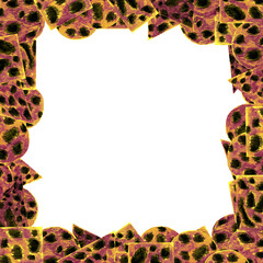 frame from the texture of cheetah fur, in geometric shapes, square,triangle and circle 