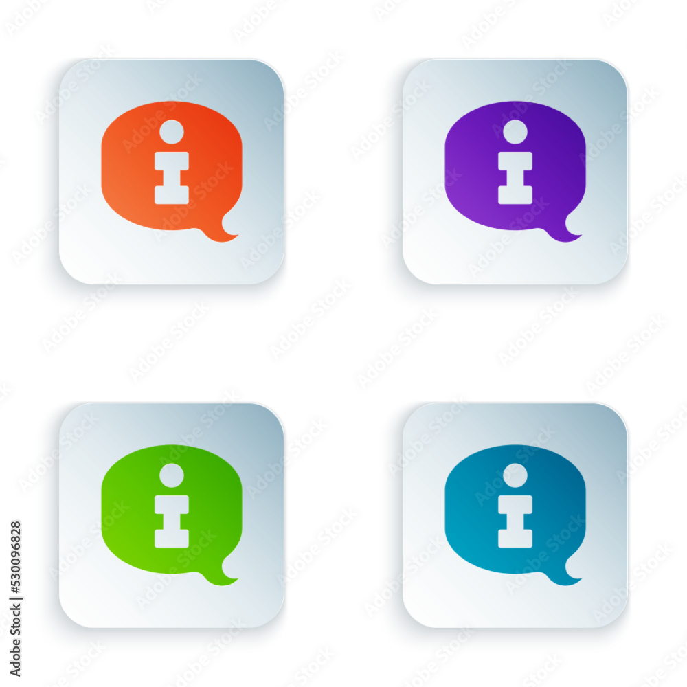 Poster color information icon isolated on white background. set colorful icons in square buttons. vector