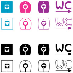WC Vektor Icons männlich weiblich divers