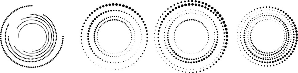 Halftone dots in Semi Circle Form .  Vector Illustration .Technology round. Moon Logo . Design element . Abstract Geometric shape .