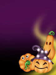 illustration for halloween composition with pumpkins
