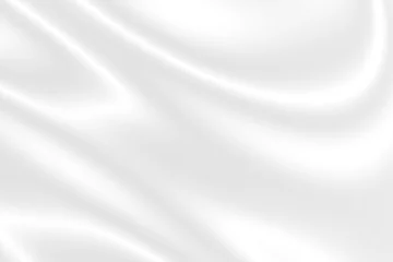 Fotobehang Abstract smooth elegant white fabric silk texture soft background, flowing satin waves. © WK Dannait B