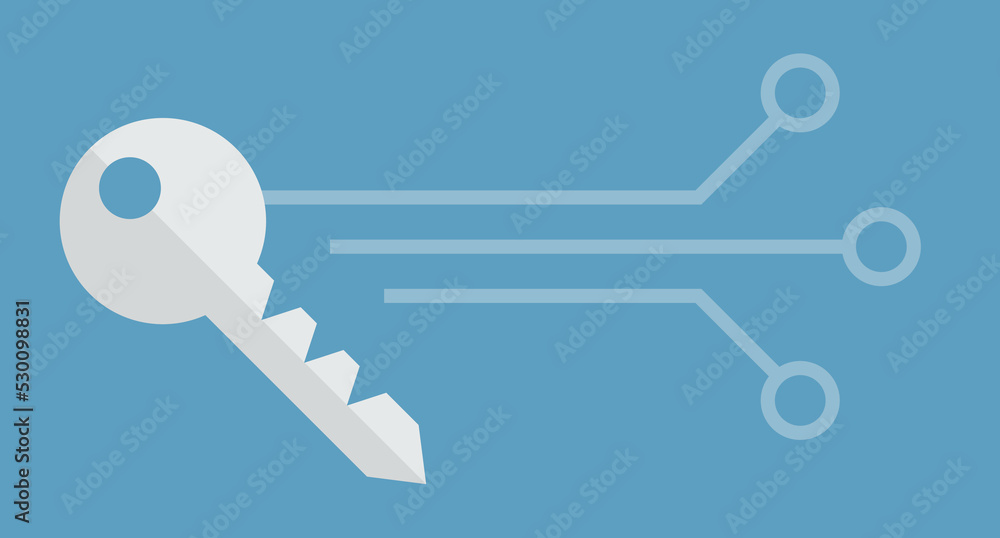Poster digital key and cyber background. security and technology. vector.