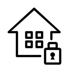 Simple house and padlock icon. Security. Vector.