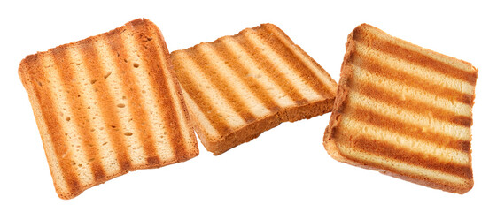 Delicious toasted bread on white background. Banner design