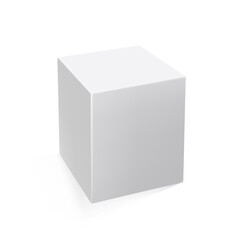 3d white cube isolated on white background. Square vector template. Realistic packaging design.