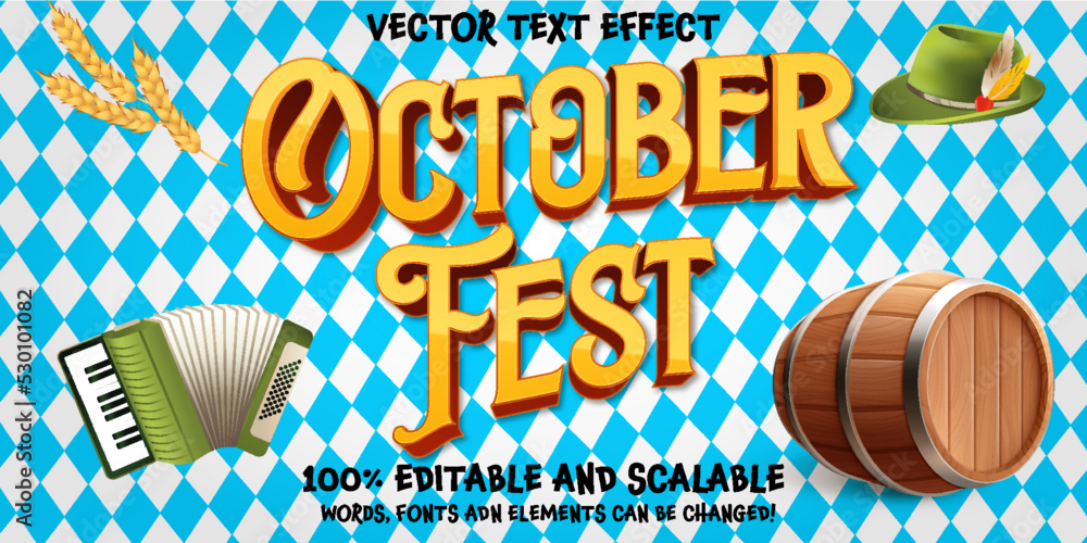 Aufkleber october fest editable style text, 3d vector eps vector template ready for use