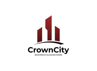 Fototapeta premium Abstract city building logo design concept. Symbol icon of residential, apartment and city landscape.