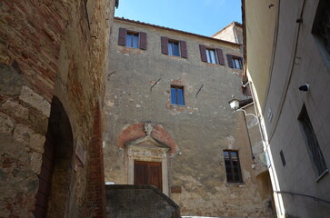 The beautiful countryside and town of Montepulciano in Tuscany on a bright summer day