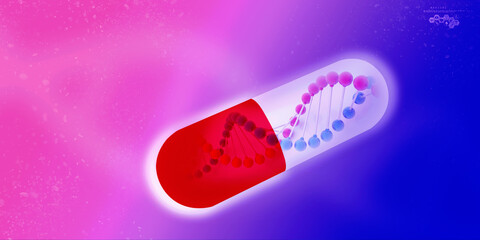 3d render of dna structure with capsule
