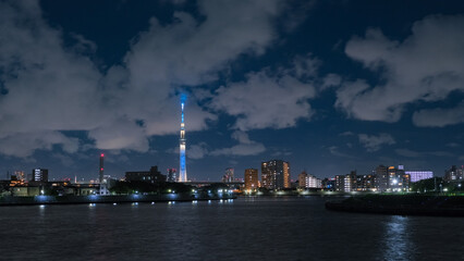 Naklejka premium 東京都葛飾区 中川奥戸展望デッキから見える夜景