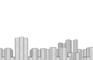 City on white background 3d illustration