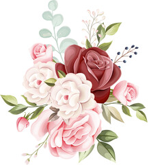 beautiful hand drawing roses flower bouquet