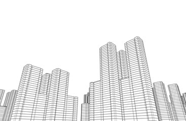 Obraz premium City on white background 3d illustration