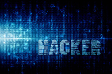 2d illustration cyber crime and internet privacy hacking.Network security,cyber attack,computer virus,ransomware and malware concept