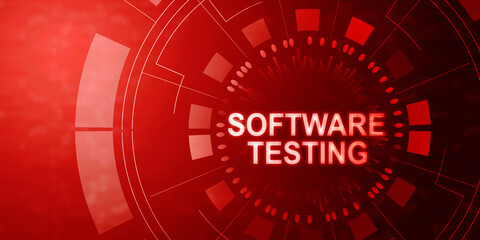 2d illustration inscription SOFTWARE TESTING on the virtual display