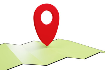 3D rendering: Minimal transparent red navigator pin point on the map