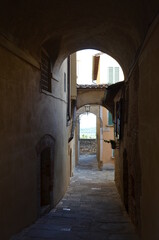 The beautiful countryside and town of Montepulciano in Tuscany on a bright summer day