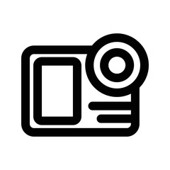 action camera icon, outline style, editable vector