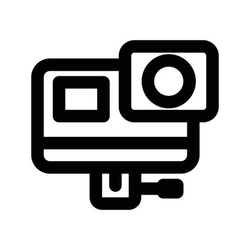 recommend clip art: action camera icon, outline style, editable vector