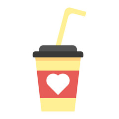 drink icon with heart on white background