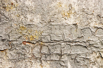 Texture of a rough metal surface with traces of peeling paint.