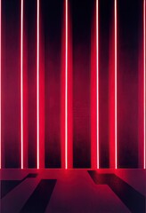 Glowing red neon glowing abstract vertical lines geometric background.