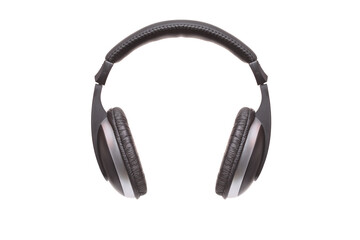 Fototapeta na wymiar Black leather headphones