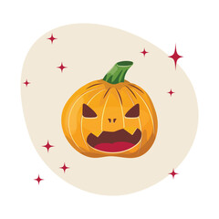 Carved scary pumpkin isolated. Vector illustration for any halloween design. 