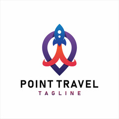 Point Travel logo with GPS and Rocket design concept.