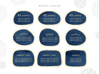紺色 ネイビー ゴールド 冬 水彩 フレーム セット water color タイトル 見出し