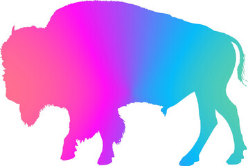 Ilustration art bison multicolor gradient © HOKOIKO