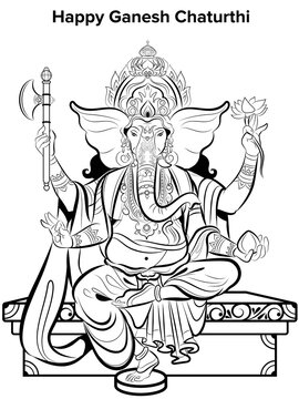 God Ganesha Illustration for Happy Ganesh Chaturthi